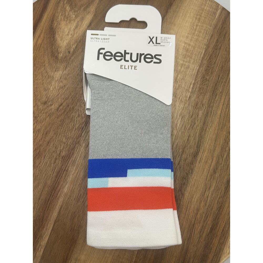 Feetures Elite Socks XL Ultra Light Mini Crew Mission Gray Athletic Running